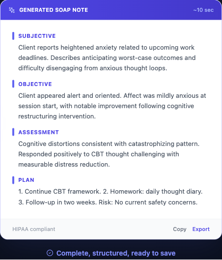 WellNotes Export Therapy Notes as PDF or CSV for Your EHR — clinical documentation interface for therapists
