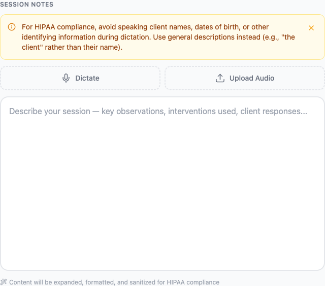 WellNotes Voice-to-Note: Dictate Therapy Notes with Voice Transcription — clinical documentation interface for therapists